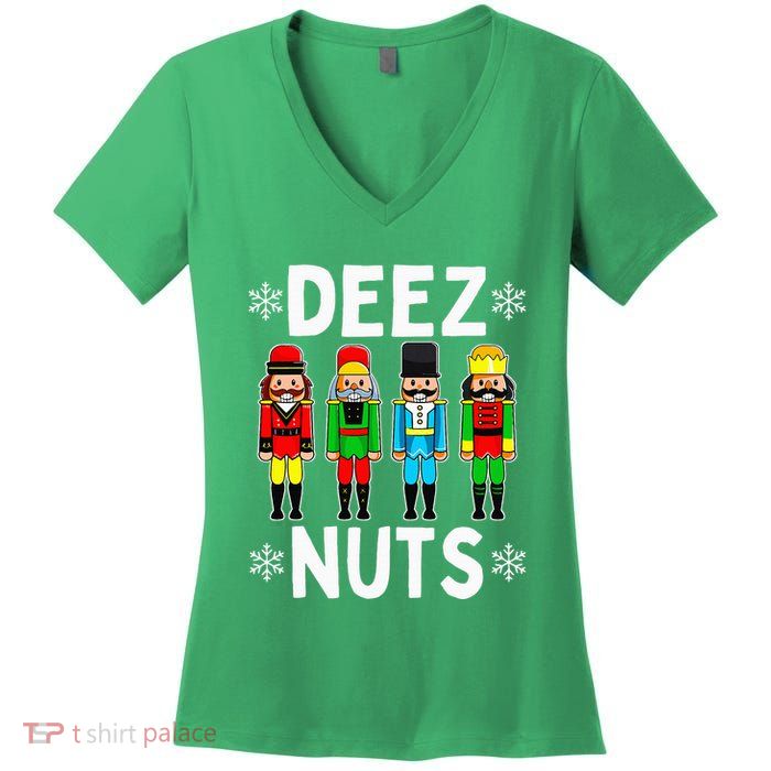Deez Nuts Funny Nutcracker Christmas Meme Women's V-Neck T-Shirt
