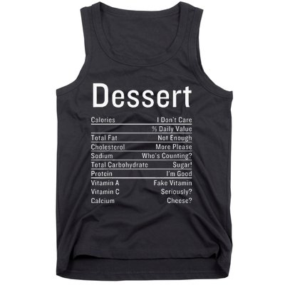 Dessert Nutrition Facts Thanksgiving Food Calories Tank Top