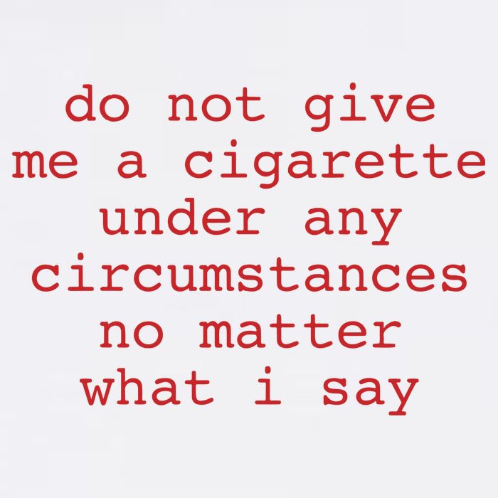 Do Not Give Me A Cigarette Under Any Circumstances No Matter What I Say Funny Me T-Shirt