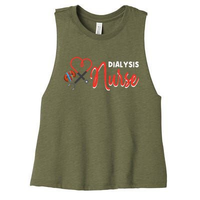 Dialysis Nurse Gifts For Technician Heart Nephrology Nursing Women's Racerback Cropped Tank