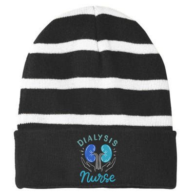 Dialysis Nurse Gifts Striped Beanie with Solid Band