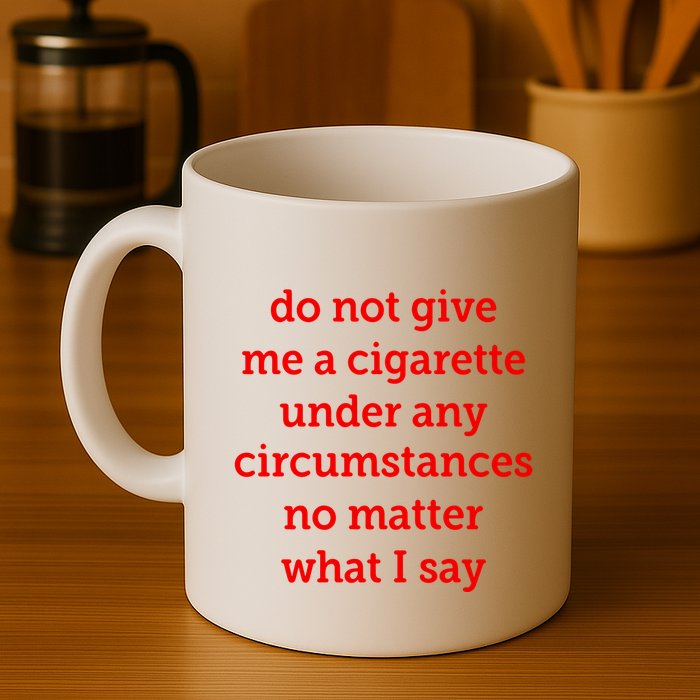 Do Not Give Me A Cigarette Under Any Circumstances No Matter What I Say Mug