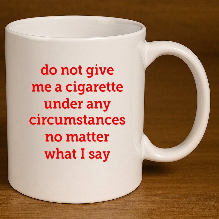 Do Not Give Me A Cigarette Under Any Circumstances No Matter What I Say 11oz C Handle Ceramic Mug