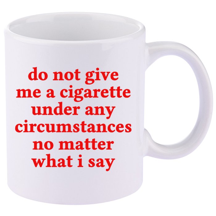 Do Not Give Me A Cigarette Under Any Circumstances 11oz C Handle Ceramic Mug