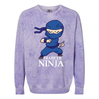 Diabetic Ninja Gift Diabetes Awareness Fighter Gift Blue Ninja Gift Colorblast Crewneck Sweatshirt