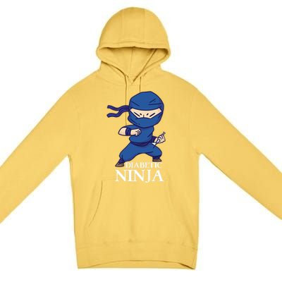 Diabetic Ninja Gift Diabetes Awareness Fighter Gift Blue Ninja Gift Premium Pullover Hoodie