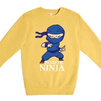 Diabetic Ninja Gift Diabetes Awareness Fighter Gift Blue Ninja Gift Premium Crewneck Sweatshirt