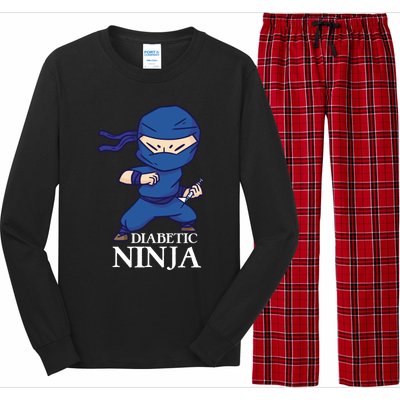 Diabetic Ninja Gift Diabetes Awareness Fighter Gift Blue Ninja Gift Long Sleeve Pajama Set