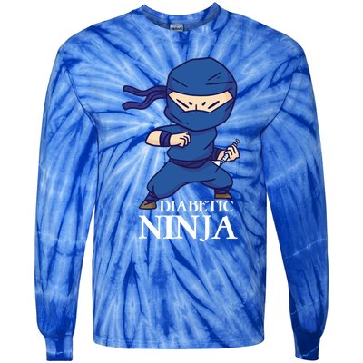 Diabetic Ninja Gift Diabetes Awareness Fighter Gift Blue Ninja Gift Tie-Dye Long Sleeve Shirt