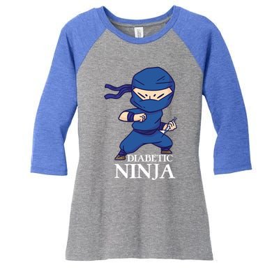 Diabetic Ninja Gift Diabetes Awareness Fighter Gift Blue Ninja Gift Women's Tri-Blend 3/4-Sleeve Raglan Shirt