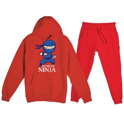 Diabetic Ninja Gift Diabetes Awareness Fighter Gift Blue Ninja Gift Premium Hooded Sweatsuit Set