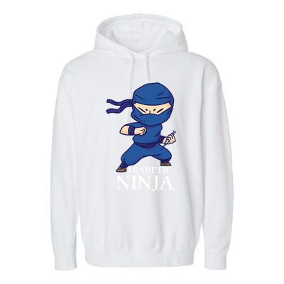 Diabetic Ninja Gift Diabetes Awareness Fighter Gift Blue Ninja Gift Garment-Dyed Fleece Hoodie