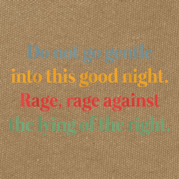 Do Not Go Gentle Into This Good Night Rage Against The Lying Cotton Canvas Backpack