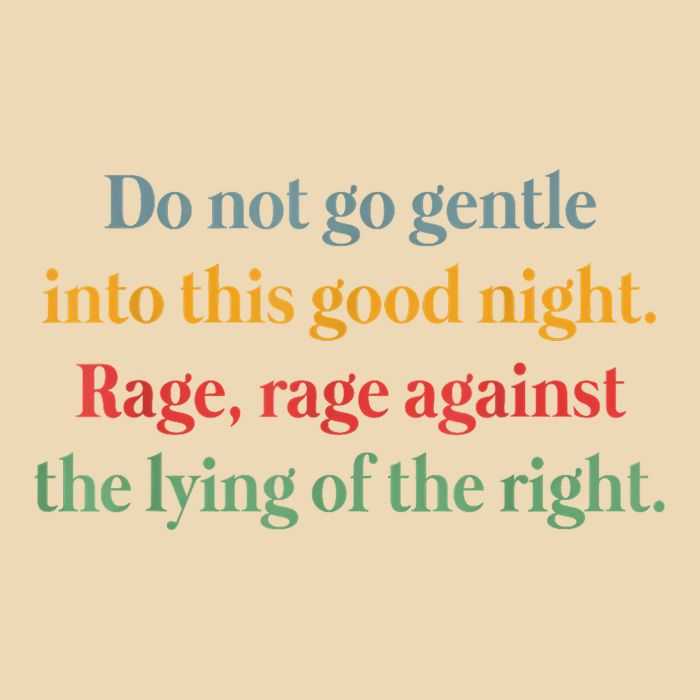 Do Not Go Gentle Into This Good Night Rage Against The Lying Zip Tote Bag
