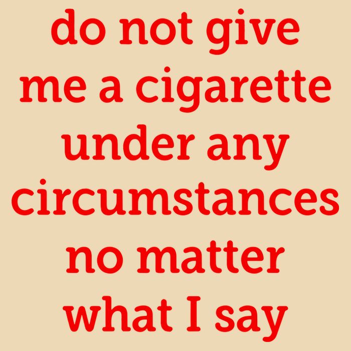 Do Not Give Me A Cigarette Under Any Circumstances No Matter What I Say Bag