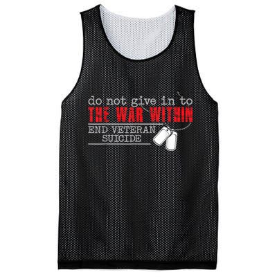Do Not Give In To The War Within End Veteran Suicide Vintage Mesh Reversible Basketball Jersey Tank