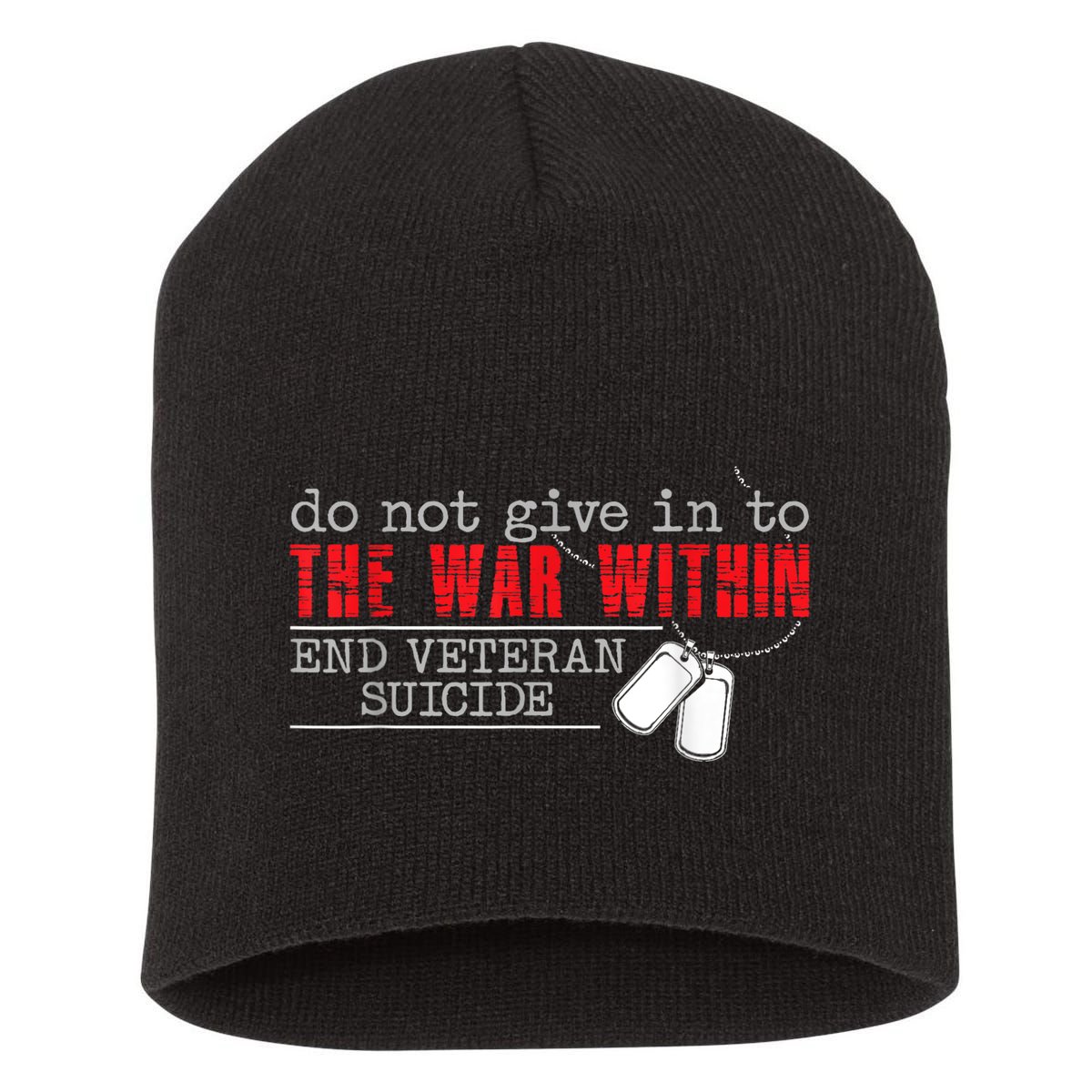Do Not Give In To The War Within End Veteran Suicide Vintage Short Acrylic Beanie