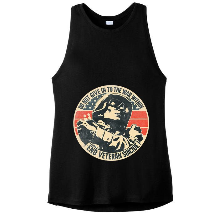 Do Not Give In To The War Within End Veteran Suicide Ladies PosiCharge Tri-Blend Wicking Tank