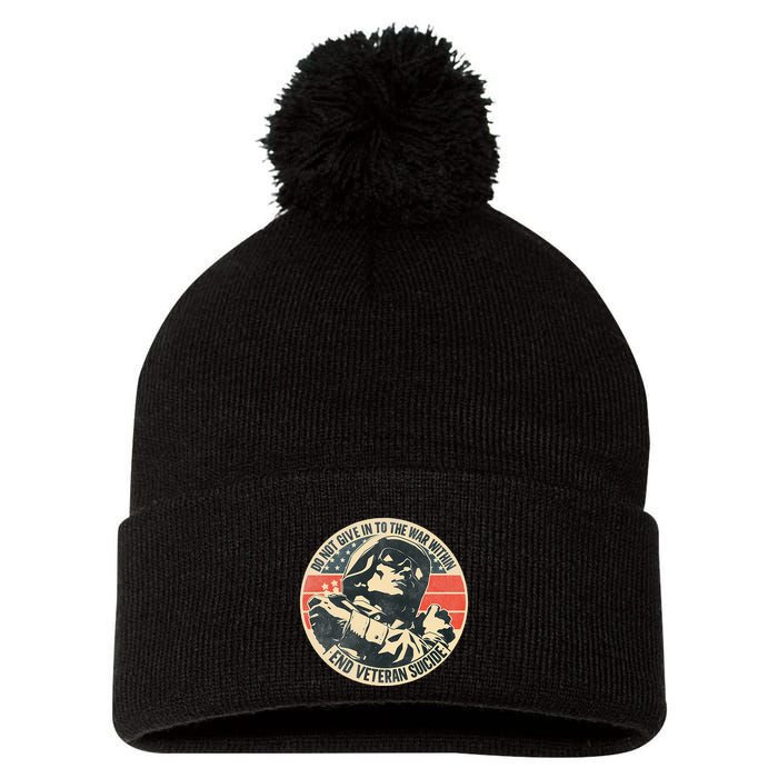 Do Not Give In To The War Within End Veteran Suicide Pom Pom 12in Knit Beanie