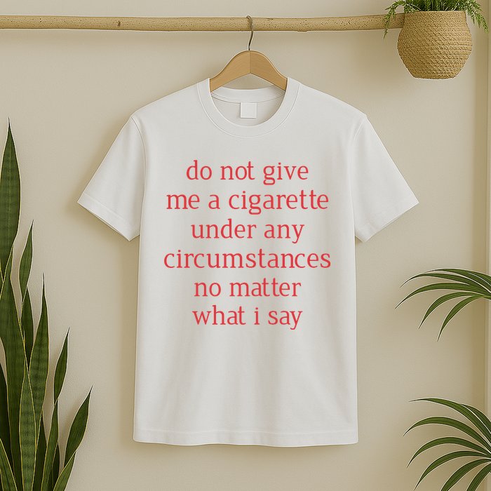 Do Not Give Me A Cigarette Under Any Circumstances No Matter What I Say T-Shirt
