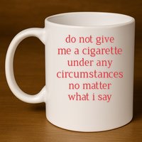 Do Not Give Me A Cigarette Under Any Circumstances No Matter What I Say 11oz C Handle Ceramic Mug