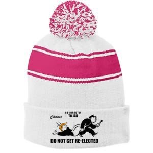 Do Not Get Reelected Chance Go Directly To Jail Stripe Pom Pom Beanie