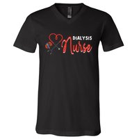 Dialysis Nurse Gifts for Technician Heart Nephrology Nursing V-Neck T-Shirt