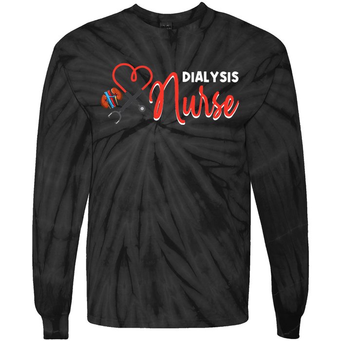 Dialysis Nurse Gifts for Technician Heart Nephrology Nursing Tie-Dye Long Sleeve Shirt