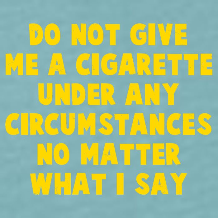 Do Not Give Me A Cigarette Under Any Circumstances No Matter What I Say Sueded Cloud Jersey T-Shirt