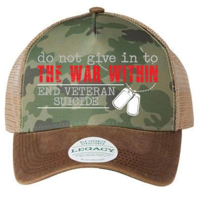 Do Not Give In To The War Within End Veteran Suicide Support Gift Legacy Tie Dye Trucker Hat
