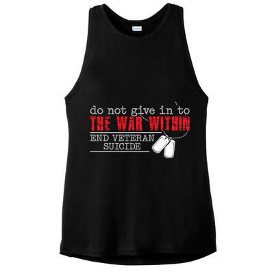 Do Not Give In To The War Within End Veteran Suicide Support Gift Ladies PosiCharge Tri-Blend Wicking Tank