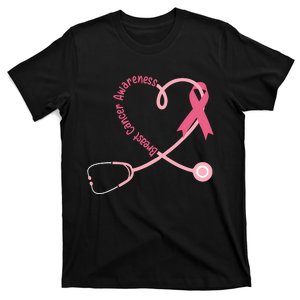 Doctor Nurse Heart Love Pink Ribbon Cute Breast Cancer T-Shirt