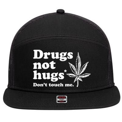 Drugs Not Hugs Funny Weed Marijuana Cannabis Smoker 7 Panel Mesh Trucker Snapback Hat