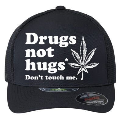 Drugs Not Hugs Funny Weed Marijuana Cannabis Smoker Flexfit Unipanel Trucker Cap