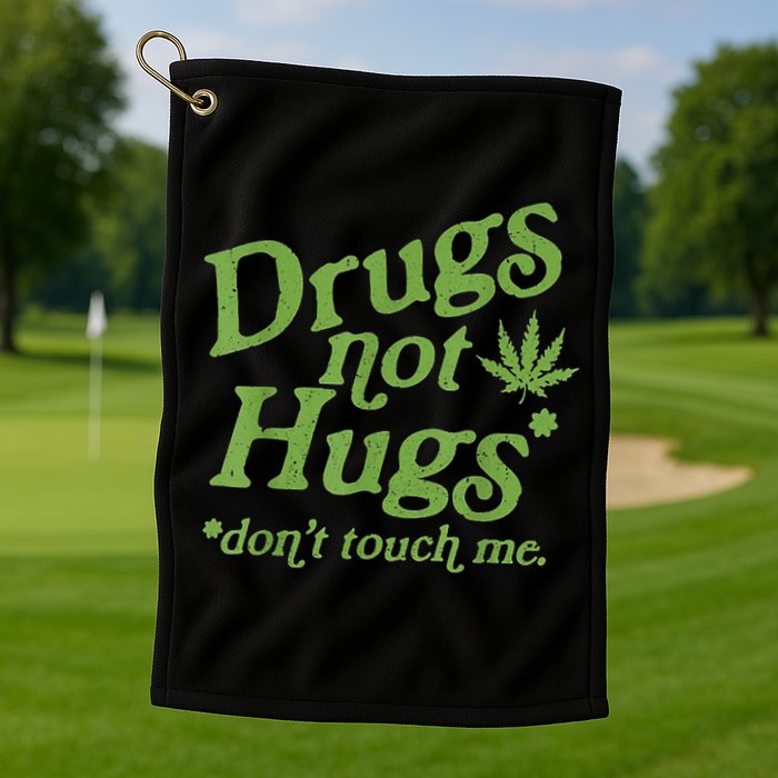 Drug Not Hugs Don't Touch Me Weed Canabis 420 TShirt Golf Towel