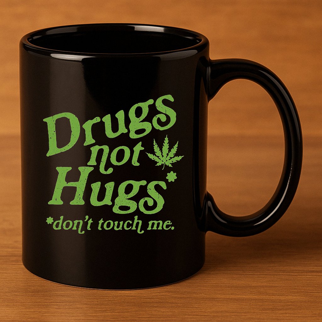 Drug Not Hugs DonT Touch Me Weed Canabis 420 11oz C Handle Ceramic Mug