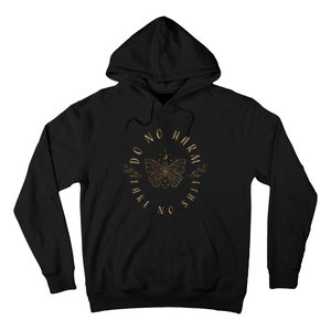 Do No Harm Take No Shit Witchy Moon Moth Hoodie