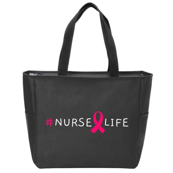 Doctor Nurse Heart Love Pink Ribbon Cute Breast Cancer Zip Tote Bag