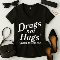 Drugs Not Hugs DonT Touch Me Funny Women's V-Neck T-Shirt