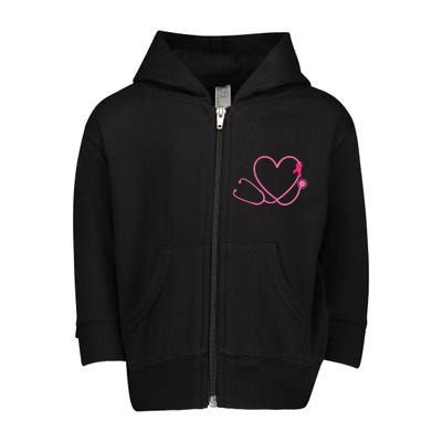 Doctor Nurse Heart Love Pink Ribbon Cute Breast Cancer Toddler Zip Fleece Hoodie