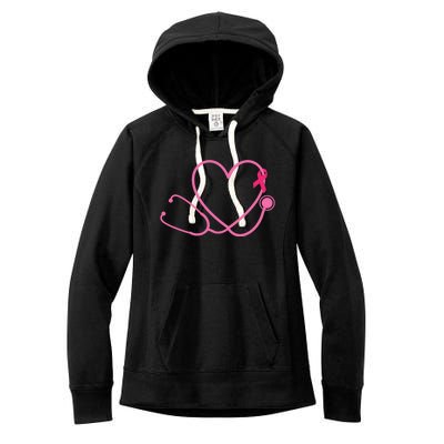 Doctor Nurse Heart Love Pink Ribbon Cute Breast Cancer Women's Fleece Hoodie