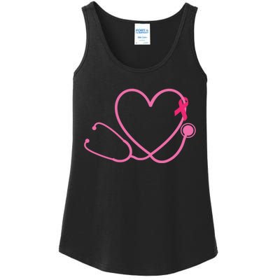 Doctor Nurse Heart Love Pink Ribbon Cute Breast Cancer Ladies Essential Tank