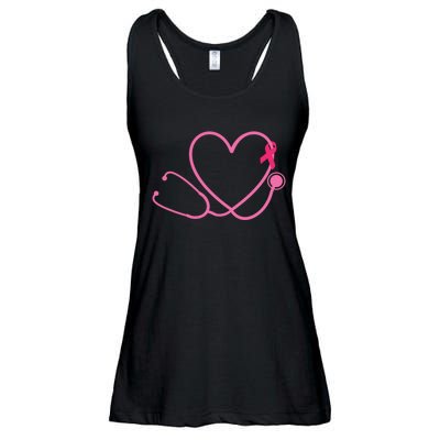 Doctor Nurse Heart Love Pink Ribbon Cute Breast Cancer Ladies Essential Flowy Tank