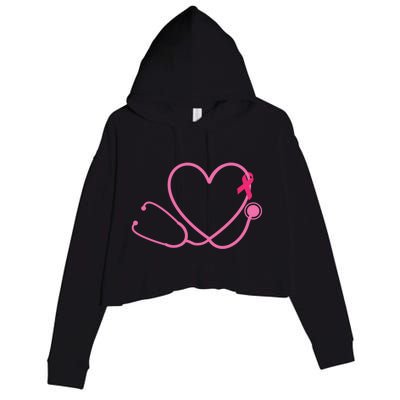 Doctor Nurse Heart Love Pink Ribbon Cute Breast Cancer Crop Fleece Hoodie