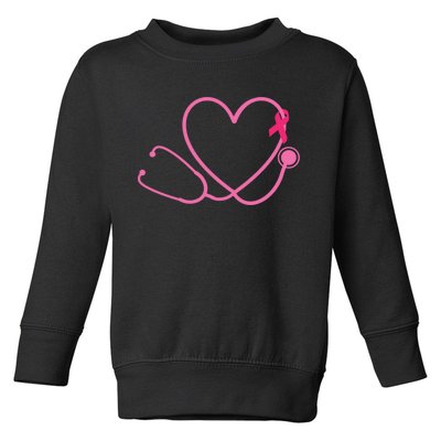 Doctor Nurse Heart Love Pink Ribbon Cute Breast Cancer Toddler Sweatshirt