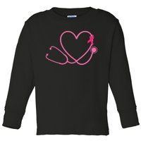 Doctor Nurse Heart Love Pink Ribbon Cute Breast Cancer Toddler Long Sleeve Shirt