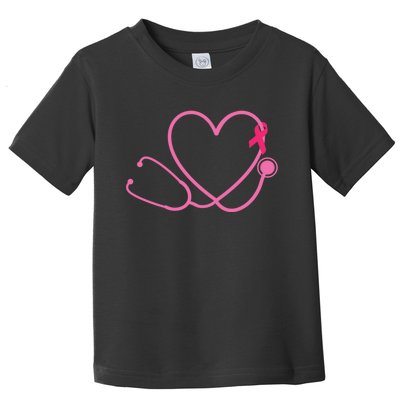 Doctor Nurse Heart Love Pink Ribbon Cute Breast Cancer Toddler T-Shirt