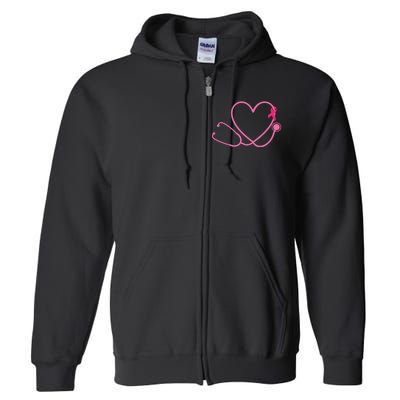 Doctor Nurse Heart Love Pink Ribbon Cute Breast Cancer Full Zip Hoodie