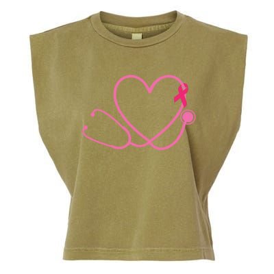 Doctor Nurse Heart Love Pink Ribbon Cute Breast Cancer Garment-Dyed Women's Muscle Tee