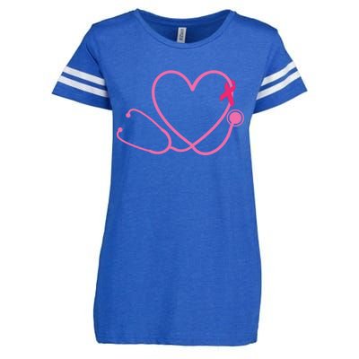 Doctor Nurse Heart Love Pink Ribbon Cute Breast Cancer Enza Ladies Jersey Football T-Shirt